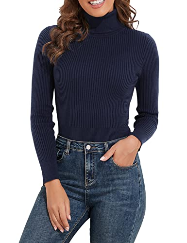 PrettyGuide Women's Ribbed Turtleneck Long Sleeve Sweater Tops