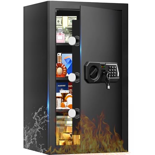 Fireproof Digital Safe Box with Keypad and Removable Shelf