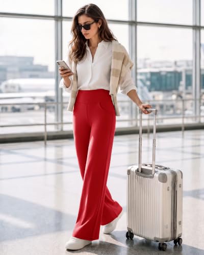 Image of Promover Wide Leg Pants for Woman Yoga Pants with Pockets Stretch