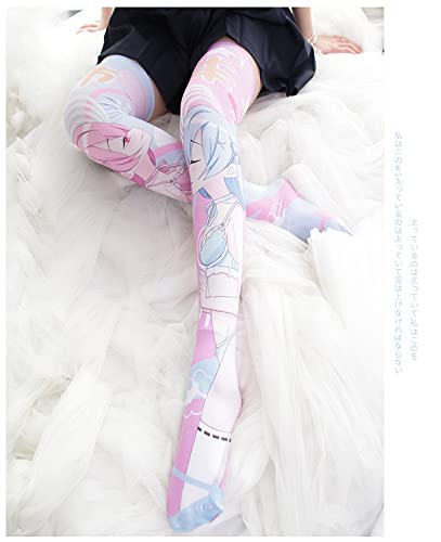 SINROYEE Sexy Cosplay Knee High Stockings Anime Cartoon Printing Thigh High Socks for Women Cute Lolita JK2