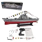 LOCHE Remote Control Battleship, LHD-881 1/390 2.4G RC Electric High-Frequency Twin-Engine Battleship Model, RC Boat Waterproof Racing Boat Model Great Gift Toy for Kids and Adults (RTR Version)