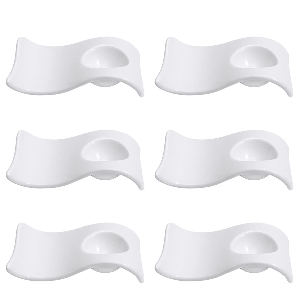 Yardwe 6pièces Coquetiers Céramique Design Ondulé Pratiques Pour Durs Et Apéritifs Blanc