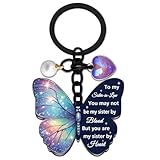 Sister in Law Gifts Mothers Day Gift for Sister in Law Birthday Gifts Wedding Butterfly Keychain You Are My Sisters Keychain for Her Key Bag Accessories Purple Heart Charm Christmas Stocking Stuffers