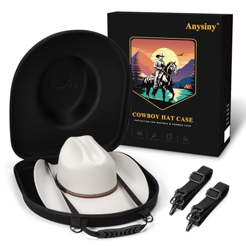 Anysiny Hat Box for Travel-Crush Proof Hat Travel Case for Cowboy Hats Holder Storage Box Organizer Cap Carrier with Adjustable Carry Strap