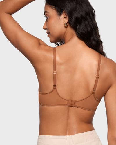 Image of INLYRIC Women's Cosnufy Sheer Balconette Bra Demi Unlined Plunge Mesh See Through Sexy Bras Underwire