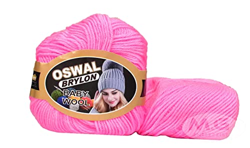 Image of OSWAL 100% Acrylic Wool Deep Pink 8 GMS Wool 4 ply Wool Ball Hand Knitting Wool /Art Craft Soft Fingering Crochet Hook Yarn- Art-AEBH