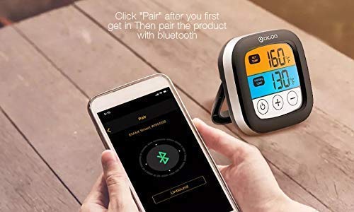 Smartphone screen showing Bluetooth pairing process with the thermometer