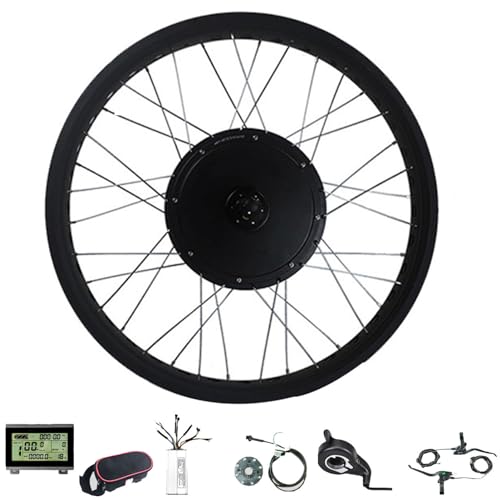Kit de conversión de bicicleta eléctrica de 72 V y 3000 W, rueda trasera de 20/26 pulgadas, con pantalla LCD, controlador, llanta de aluminio negro, freno de llanta