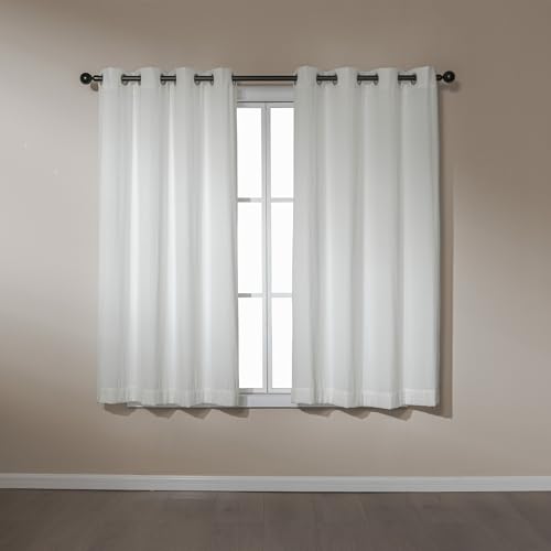 Image of Amazon Basics Chenille Room Darkening Curtains, Light Filtering Window Drapes for Bedroom and Living Room, 2-Panel Set with Grommets, 52 inch W x 63 inch L, White Classic