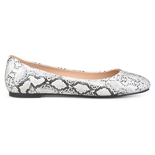Brinley Co. Womens Comfort Sole Faux Leather Round Toe Flats Snake, 7 Regular US
