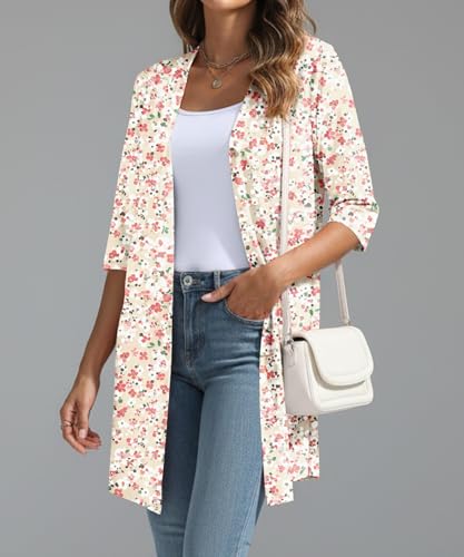 Image of YSYOKOW Lightweight Cardigans for Women 3 /4 Sleeve Long Open Front | Cardigan sweaters for women lightweight, summer cardigans for women lightweight, long cardigans for women trendy, dressy