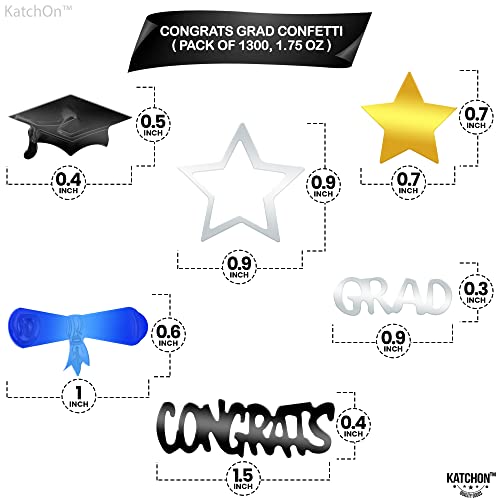 Image of KatchOn, Congrats Grad Graduation Confetti Class of 2026 - Pack of 1300 | Black, Silver, Blue and Gold Confetti for Class of 2026 Decorations | Graduation Decorations 2026