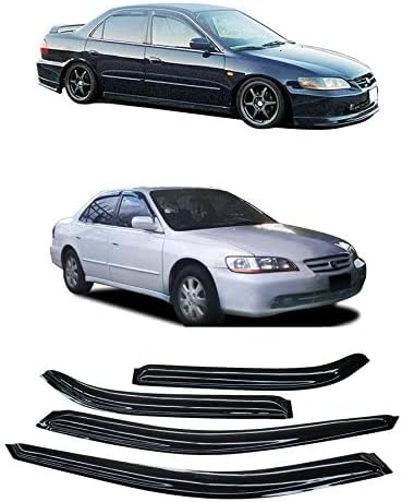VioGi Fit 98-02 Honda Accord 4-Door Sedan 4pcs Front + Rear Smoke Sun/Rain Guard Vent Shade Window Visors