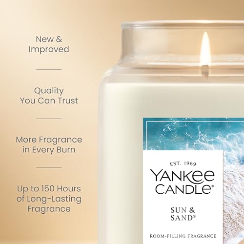 Yankee Candle Large Jar Scented Candle with up to 150 Hour Burn Time, Premium Plant Wax Blend for Consistent Burn, 22 oz Jar Candle with Room Filling Fragrance, Sun & Sand