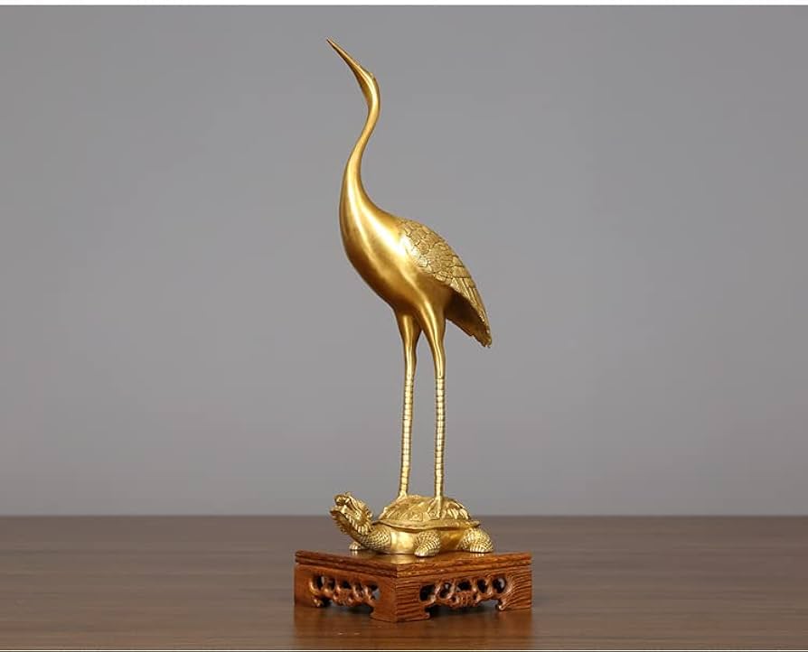 Amazon.co.jp: MOZART 真鍮の亀と鶴の長寿の亀と鶴の置物鶴の