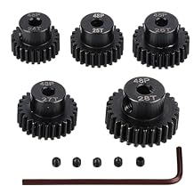 Metal Steel 48P Pinion Gear 24T 25T 26T 27T 28T 3.175mm Shaft Motor Gears Set with Hex Key for 1/10 RC Brushless Brush Motor RC Upgrade Part