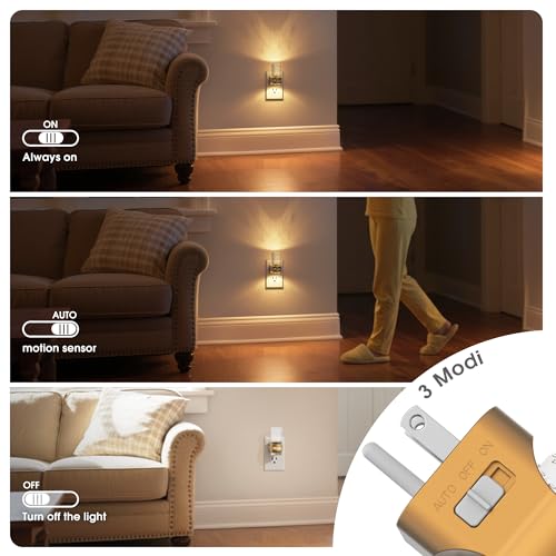 Image of JandCase Motion Sensor Night Light, 2 pack Mini Bubble Night Lights Plug into Wall, Soft White /Cool White /Amber 3 Light Color, Dimmable Night-Lights with Dusk to Dawn Sensor for Bathroom Hallway Rooms