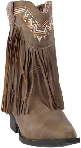 ROPER Kids Girls Fringes Snip Toe Casual Boots Mid Calf - Brown - Size 10 M | Image 1