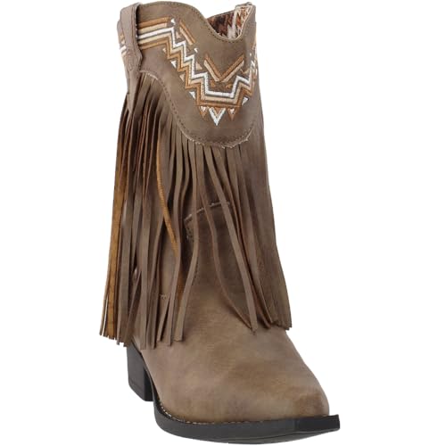 ROPER Kids Girls Fringes Snip Toe Casual Boots Mid Calf - Brown2