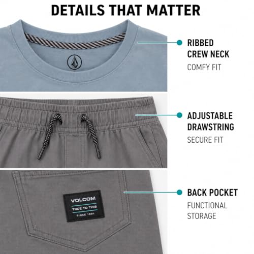 Image of Volcom Toddler Baby Boy Shorts Set - 2 Piece Short Sleeve Graphic Tees and Shorts Infant Toddler Little Boys Summer Outfits