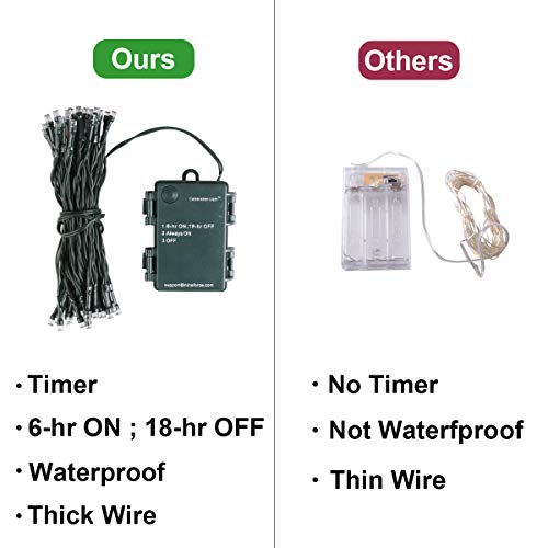 10Ft Pre-Lit Christmas Garland With 50 Led Lights- Battery Operated String Light With Timer-Waterproof Lighted Outdoor Christmas Garland For Stairs Railing Mantle Fireplace Front Porch Decor-10 Foot #TOP1