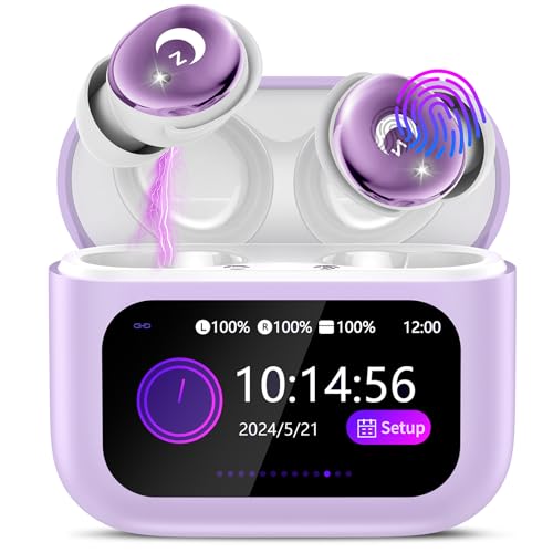 Image of 2026 Sleep Earbuds Bluetooth 5.4 in Ear Smart Touch Screen Ear Buds, 48H Playtime Mini Sleep Headphones Small Design for Side Sleepers, 5 EQ Modes, Crystal-Clear Calls,IPX7 Waterproof Earphones Purple