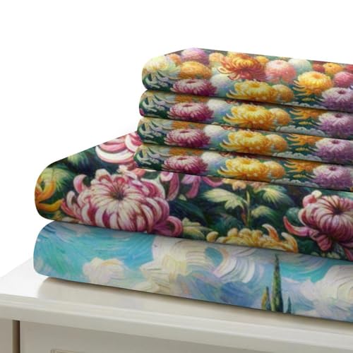 Housse de couette chrysanthème microfibre douce 220x240 avec fermeture éclair