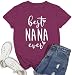 Ascrazy Nana Shirt for Women Best Nana Ever Love Heart Print T-Shirt Grandma Life Tee Top DarkRed