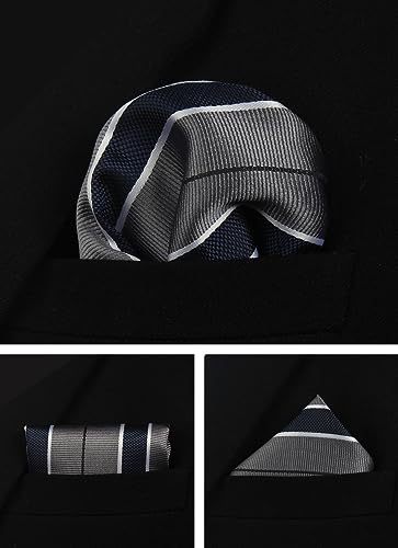 Image of Striped Plaid Polka Dot Mens Tie Formal Necktie Pocket Squares Ties Clips Cufflinks Classic for Men Set