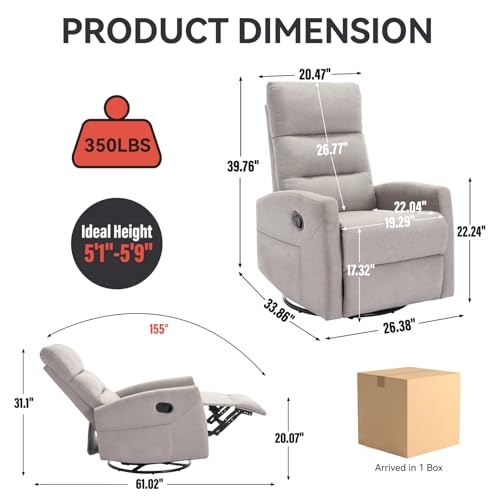 Sillón reclinable con giro y apoyapiés Khaki miniatura 2