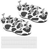 TOGEVAL 2個 美甲奶牛甲托 粘土粒付き アクリル製ネイルホルダー 安定固定可能 ネイルペイント用マニキュアスタンド ユニバーサルで練習に