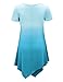 Lock and Love LL WT1051 Womens V Neck Short Sleeve Ombre Tunic Top XXL Aqua