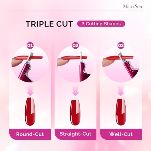 Image of MelodySusie 2Pcs Acrylic Nail Clippers with Magnet Sizers, Professional Nail Cutters for Long Acrylic Gel Nails Tips, Adjustable Stainless Nail Trimmer, Manicure Tool for Salon Home, Plum & Pink
