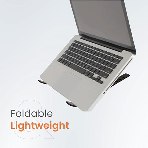 Image of JUST CORSECA Solitude X12 Ergonomic Laptop Stand | Foldable & Portable Design | Promotes Better Posture | Compatible with All Laptops | with Fabric Pouch | Tabletop Riser Fits Upto 17 Inch (Black)