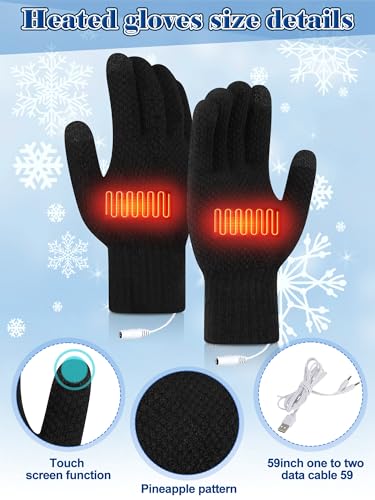 3 Pcs USB Heated Hat Scarf Gloves Set for Men Women Warm Gift No Power Supply Included4