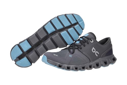 Image of On Men's Cloud X 3 Sneakers, Eclipse /Magnet, Blue, 11 Medium US