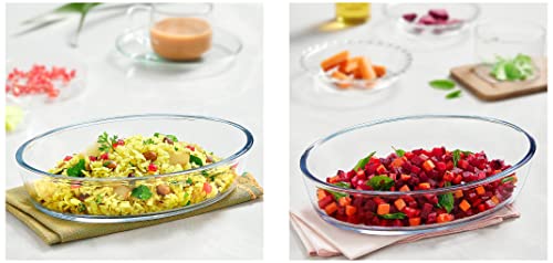 Image of Borosil Oval Baking Dish, 700ml, Transparent & Oval Baking Dish, 1.6 litres, Transparent Combo