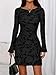 PRETTYGARDEN Women's 2025 Fall Fashion Floral Long Sleeve Mini Dress Mesh Bodycon Short Party Date Night Going Out Dresses (Floral Black,XX-Large)
