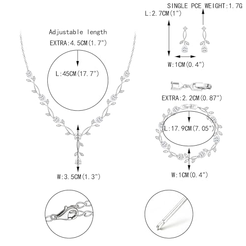 Image of EVER FAITH Cubic Zirconia Pearl Leaf Bridal Jewelry Set for Bride Women
