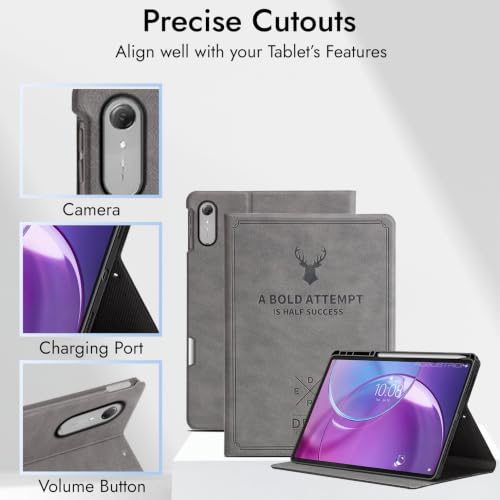 Image of Robustrion Case for Lenovo Idea Tab Pro 2nd Gen 13 inch Cover Case with [Pencil Holder], Deer Pattern Flip Cover for Lenovo Idea Tab Pro Gen 2 Cover Case 13 inch [Auto Sleep Wake Support] - Grey
