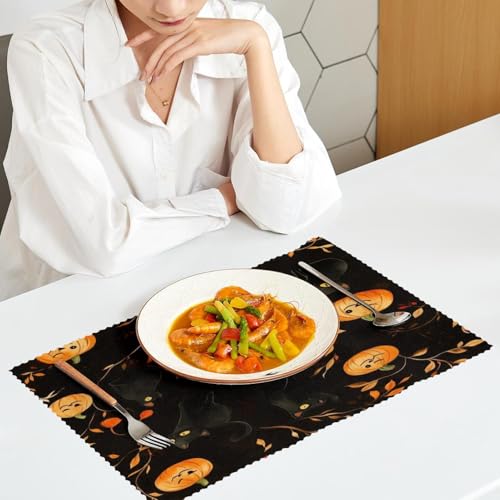 Sets de table pour salle à manger ambiance automne et chats mystiques