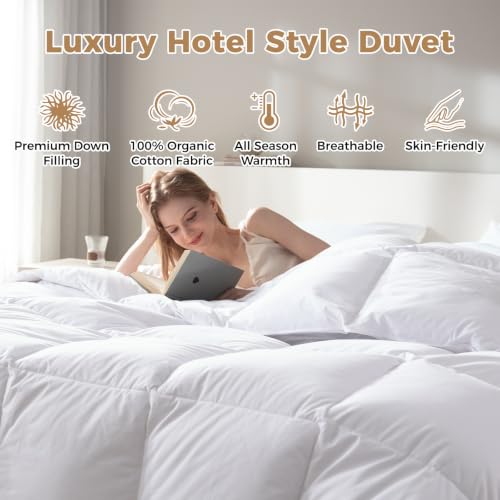 Hungarian Feather Down Comforter Oversized Queen,100% Organic Cotton Cover by WENERSI - Used condition - Image 2