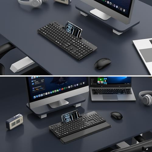 Wireless Keyboard and Mouse Combo, Full Size Ergonomic Silent Keys(Black) - image 8