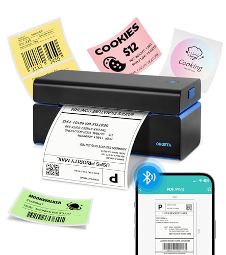 ORGSTA Bluetooth Thermal Shipping Label Printer T001-Plus Wireless 4x6 Shipping