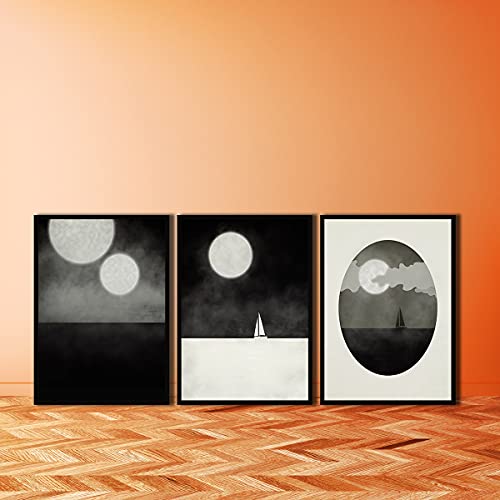 Tableau mer abstrait triptyque pour salon | Décoration murale design - 6