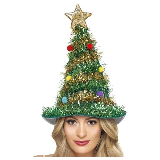 Smiffys Chapeau sapin de Noël, Vert