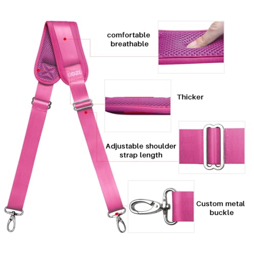 Image of 59 Inch Shoulder Straps, Soft with Ultra-Thick Fixed Shoulder Pad, Two Way Independently Adjustable Buckle Replacement Straps for Laptop Bag Messenger Bag Tool Bag Luggage,Rose Red