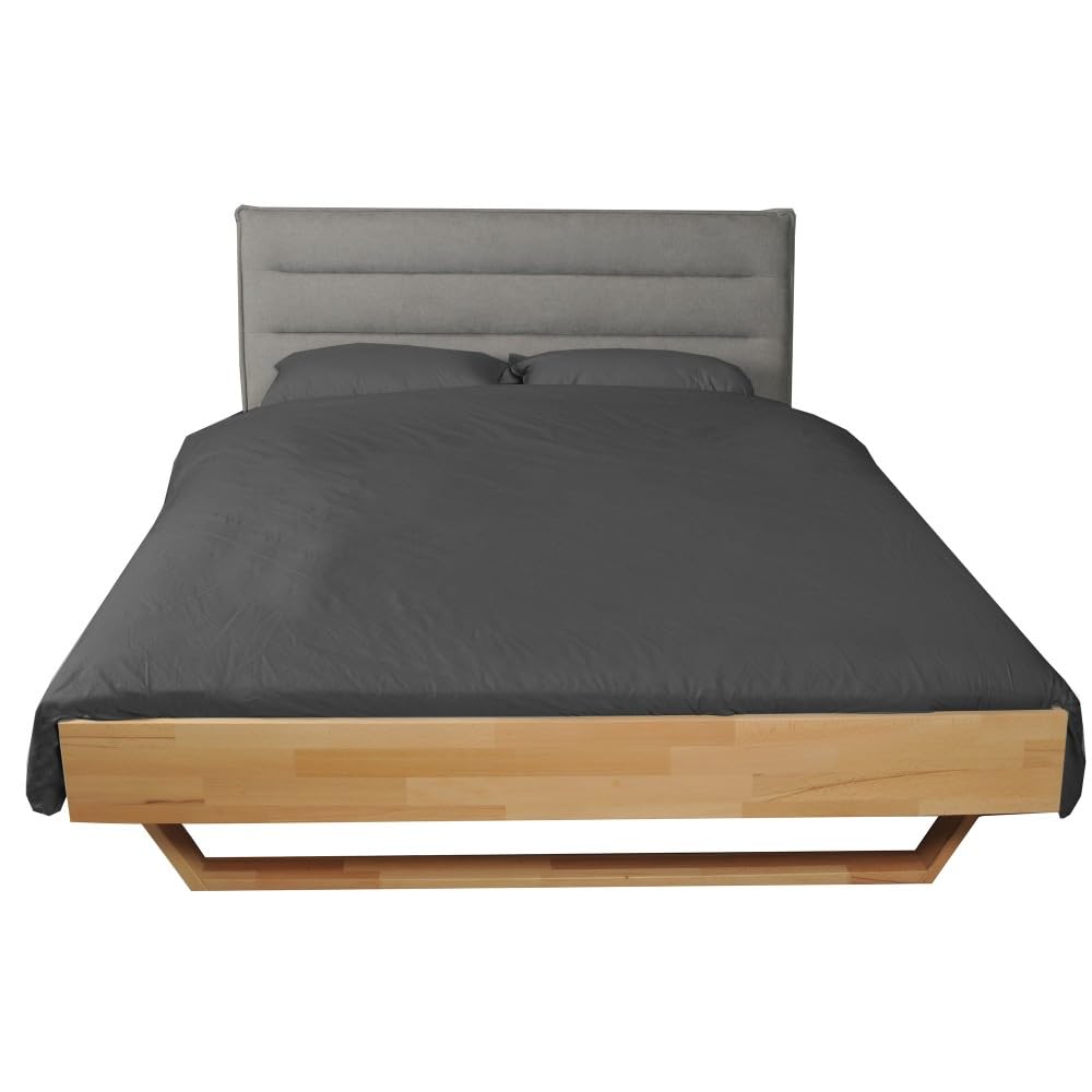 Tête de lit en tissu DAPHNE, compatible avec lits 140 et 160cm, Gris clair