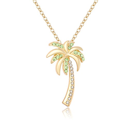 Dainty Crystal Palm Tree Pendant Necklace Summer Style