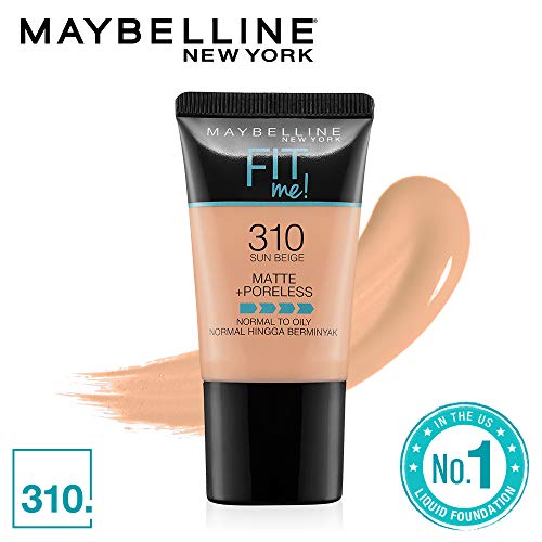 Image of Maybelline New York Instant Age Rewind Concealer, Caramel, 6Ml And New York Fit Me Matte+Poreless Liquid Foundation Medium Coverage For Oily Skin Tube, 310 Sun Beige, 18Ml, Pack Of 1
